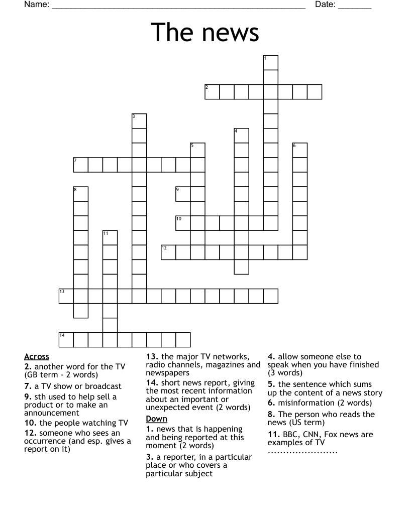 Fox News Crossword Puzzle Today Printable FREE Printable HQ