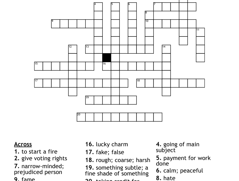 SAT Practice Advanced Vocabulary Crossword WordMint