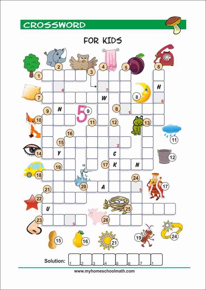 Childrens Crosswords Printable Printable AT A GLANCE