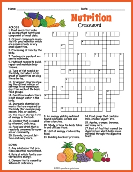 HEALTHY EATING NUTRITION Crossword Puzzle Worksheet By Puzzles To Print