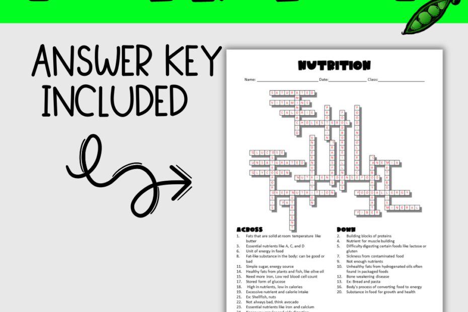 Nutrition Crossword Puzzle Made By Teachers