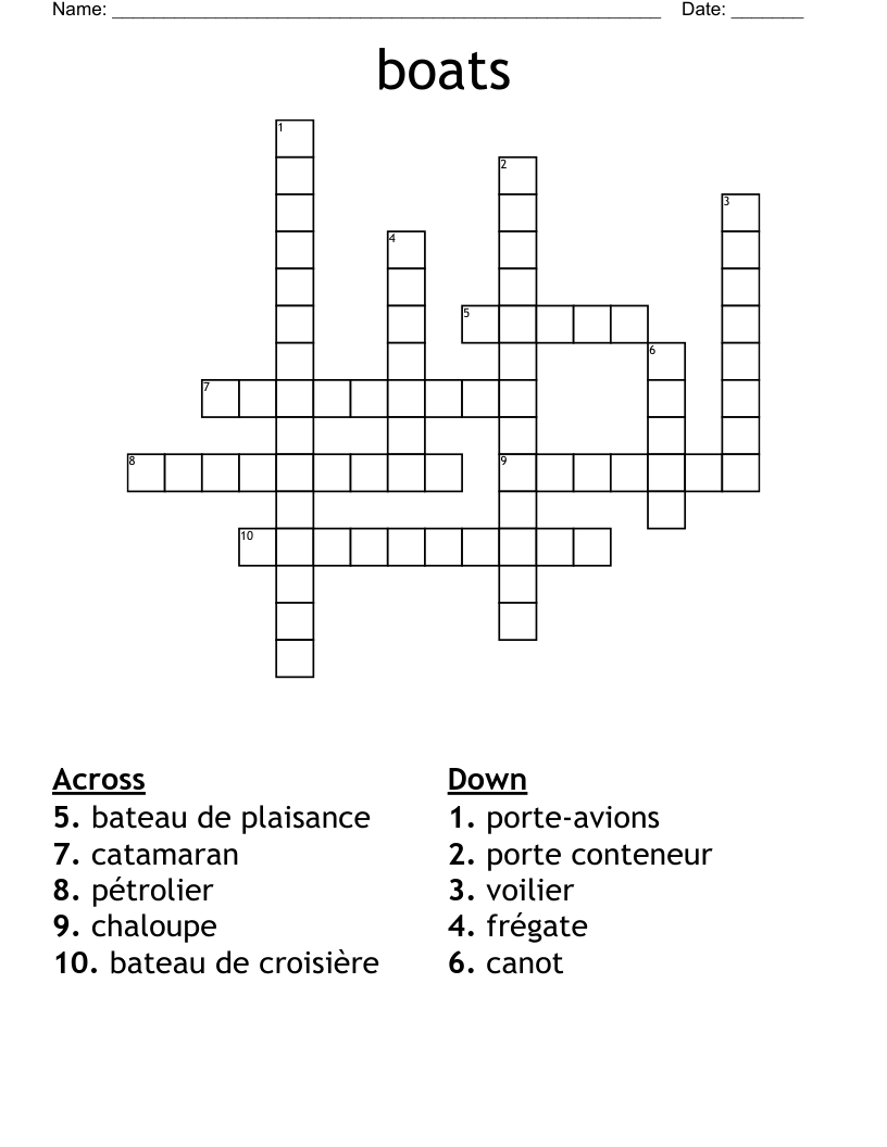 Boat Crossword Puzzles Free Online Printable Crossword Puzzles