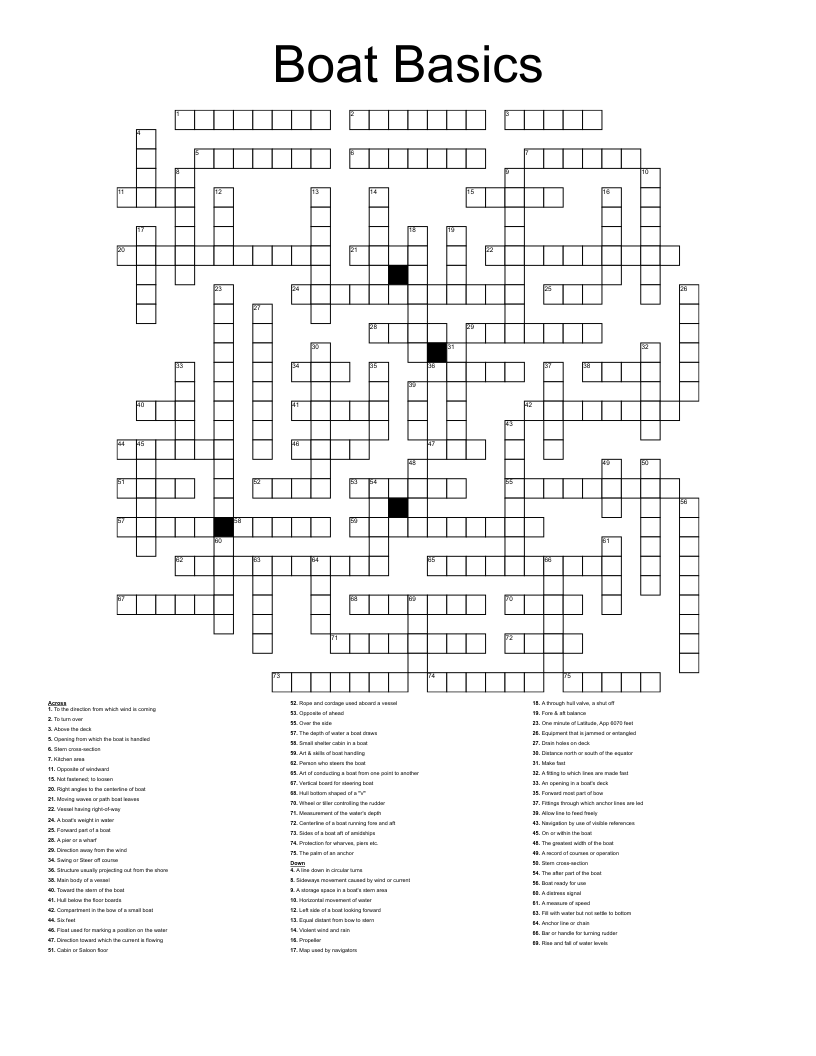 Boat Crossword Puzzles Free Online Printable Crossword Puzzles