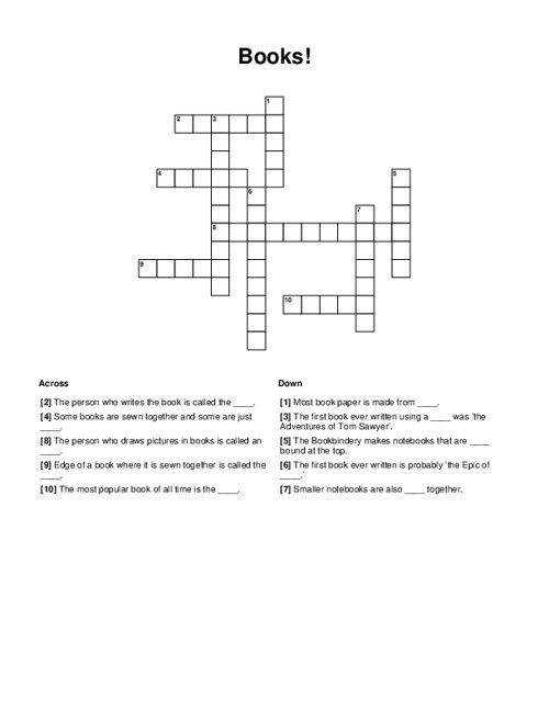 Books Crossword Puzzle