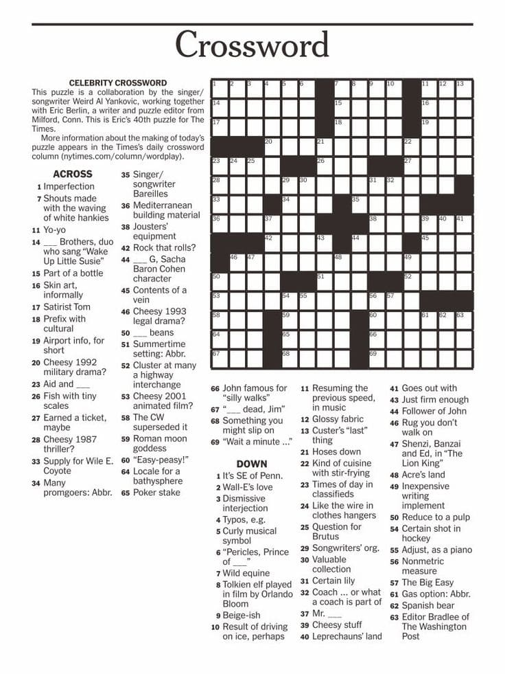 Entertainment Adult Crossword Puzzles Free Download And Print For You 