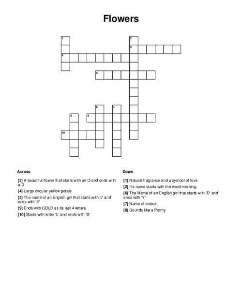 Flowers Crossword Puzzle
