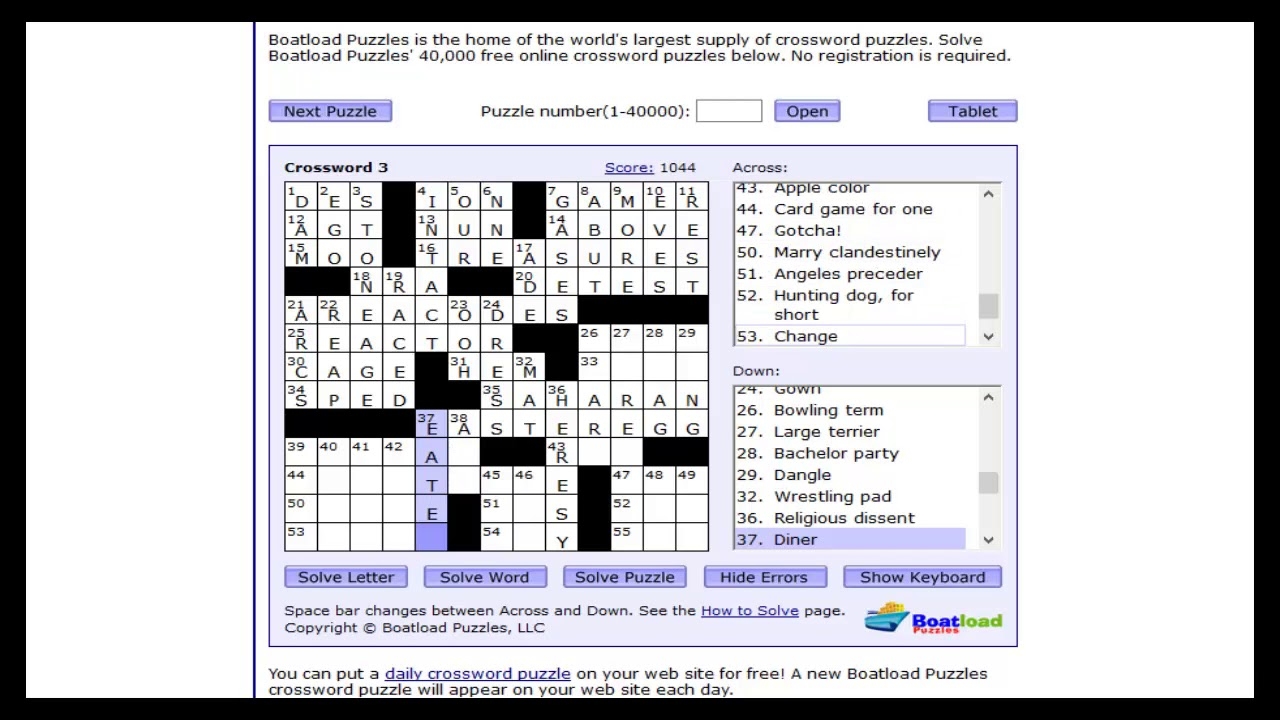 Free Daily Crossword Puzzles Boatload Exclusiveplm