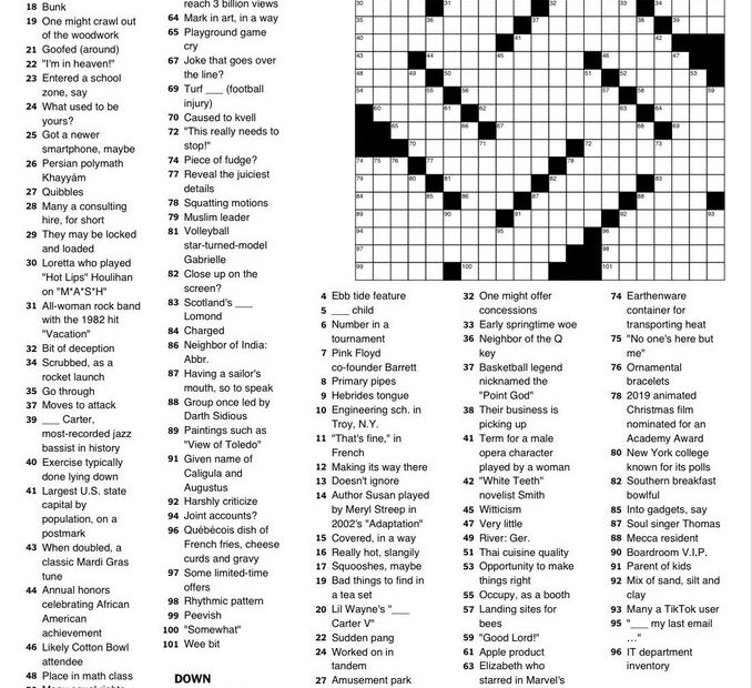 Free NY Times Crossword Puzzle Printable Easy Fun Printables For