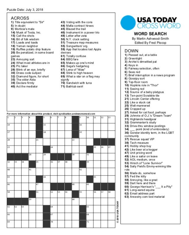 Free Usa Crossword Puzzles Educational Printable Activities