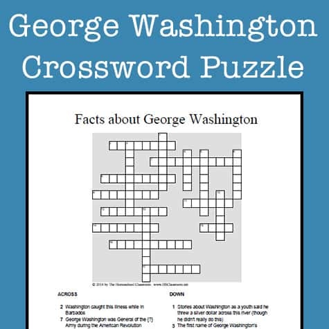 George Washington Crossword Puzzle Printable