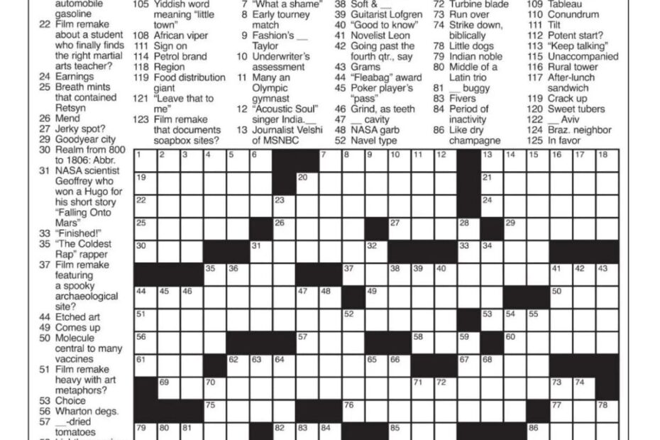 Los Angeles Times Crossword Printable Free Printable Crosswords