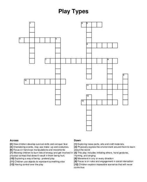 Play Types Crossword Puzzle