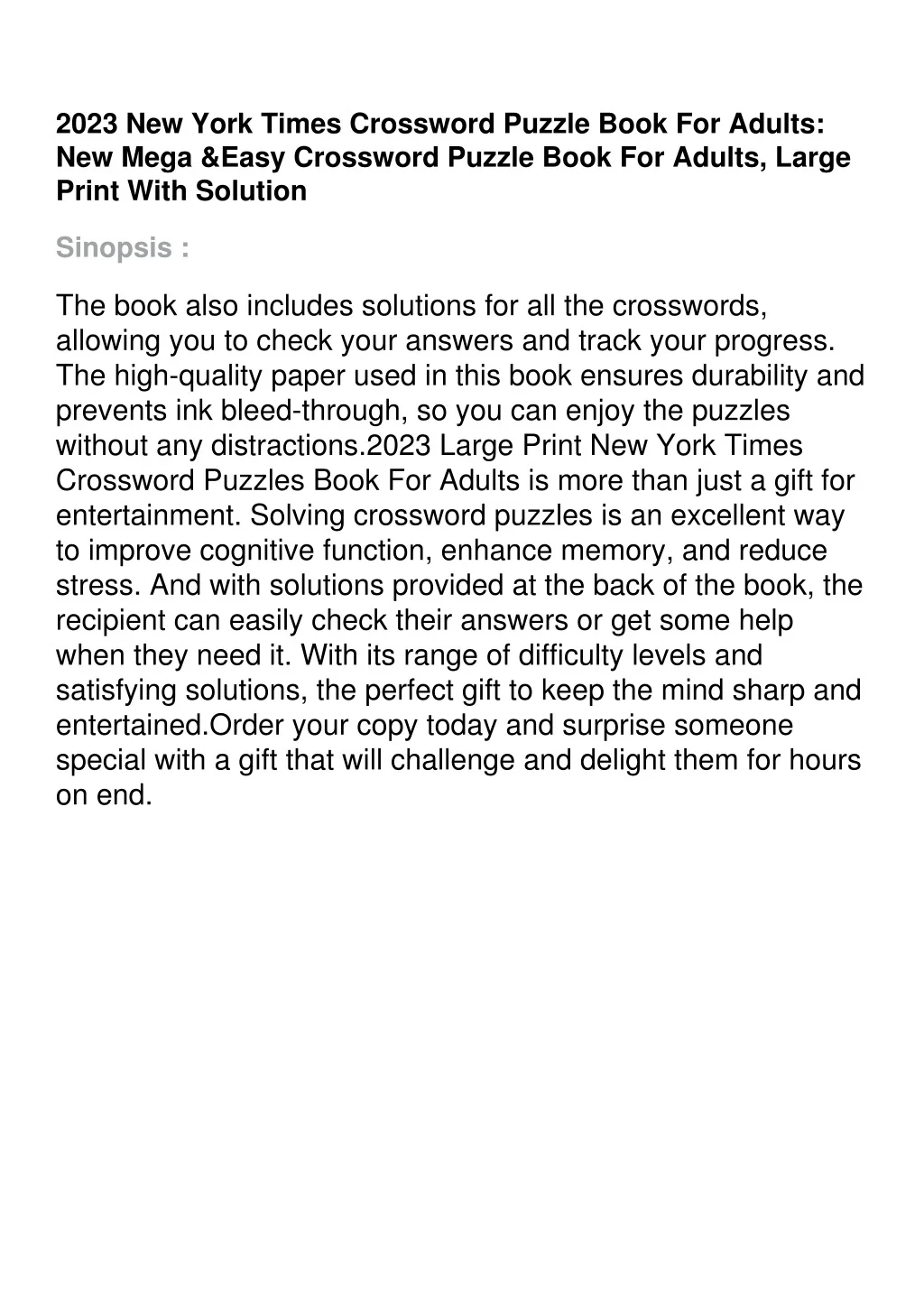 PPT Read Pdf 2023 New York Times Crossword Puzzle Book For Adults 