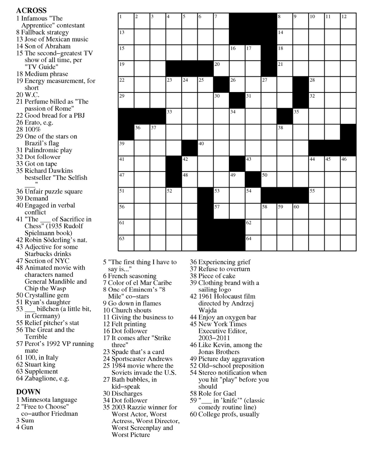 Printable Large Print Crossword Puzzles Printable JD