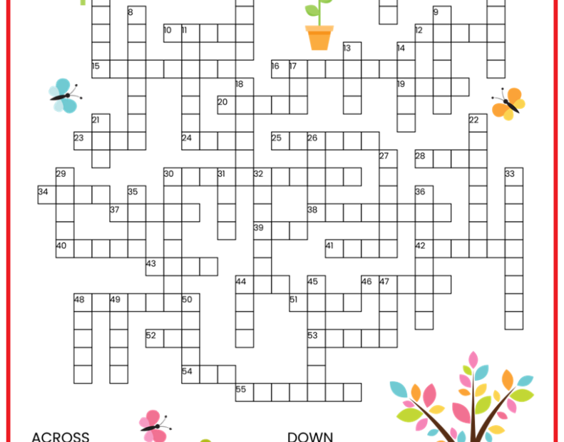 Spring Crossword Puzzle Puzzle Cheer