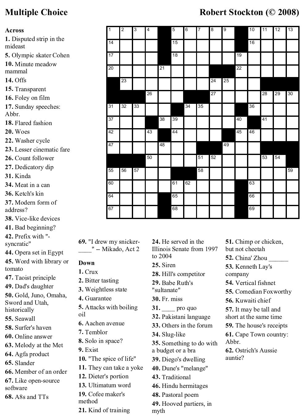 Usa Today Crossword Puzzles Free Printable Crosswords