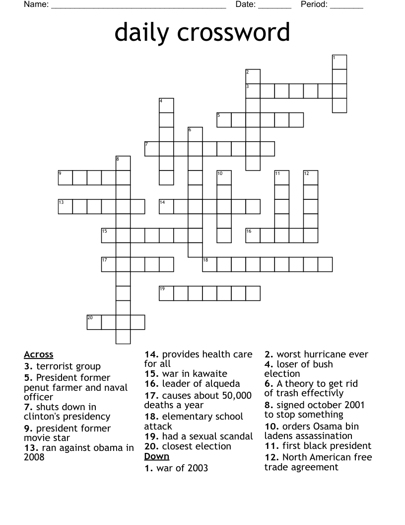 7 Free Daily Printable Crossword Puzzles James Crossword Puzzles