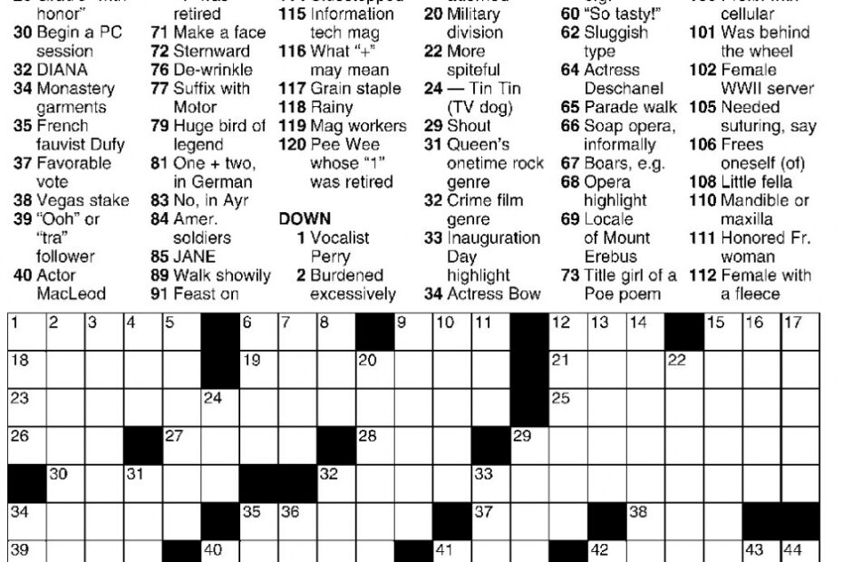 Daily Crosswords Free Printable Crosswords