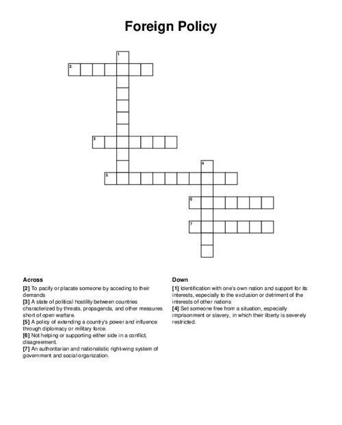 Foreign Policy Crossword Puzzle
