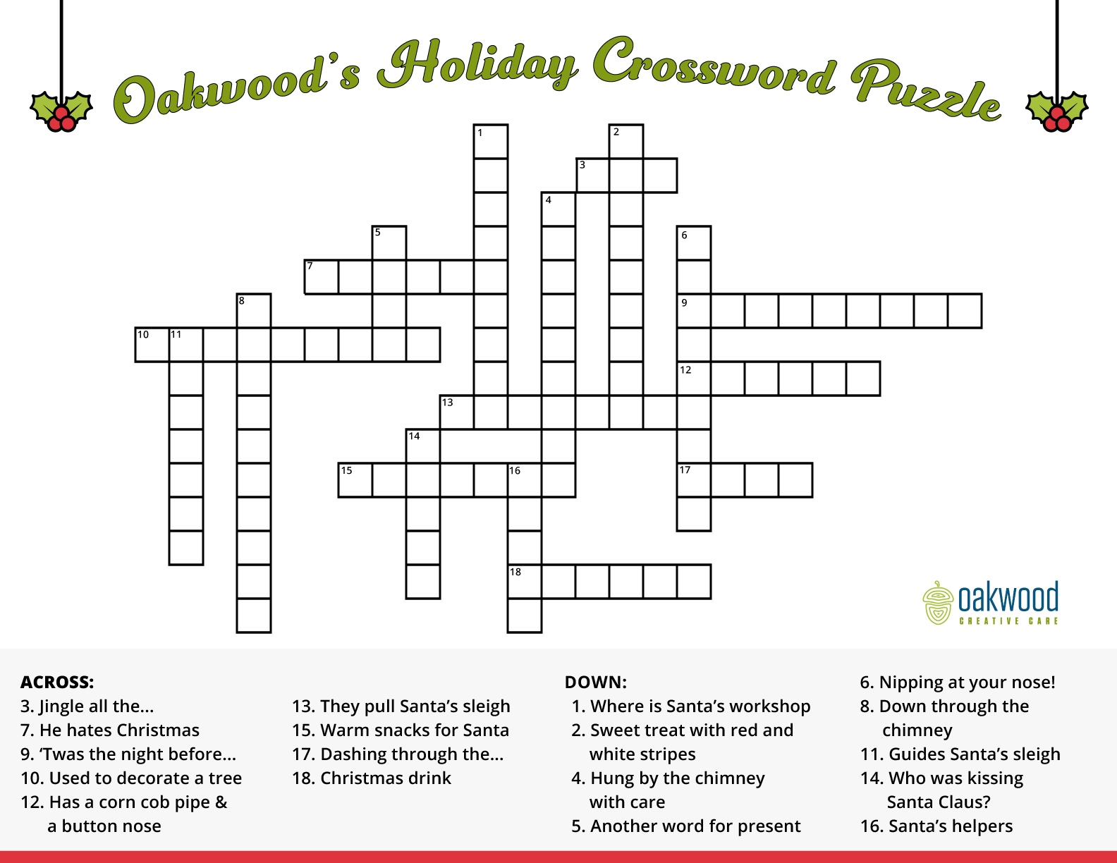Free Printable Holiday Crossword Puzzles FREE Printable