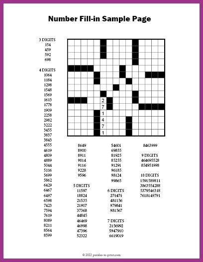 Free Printable Number Fill In Puzzles
