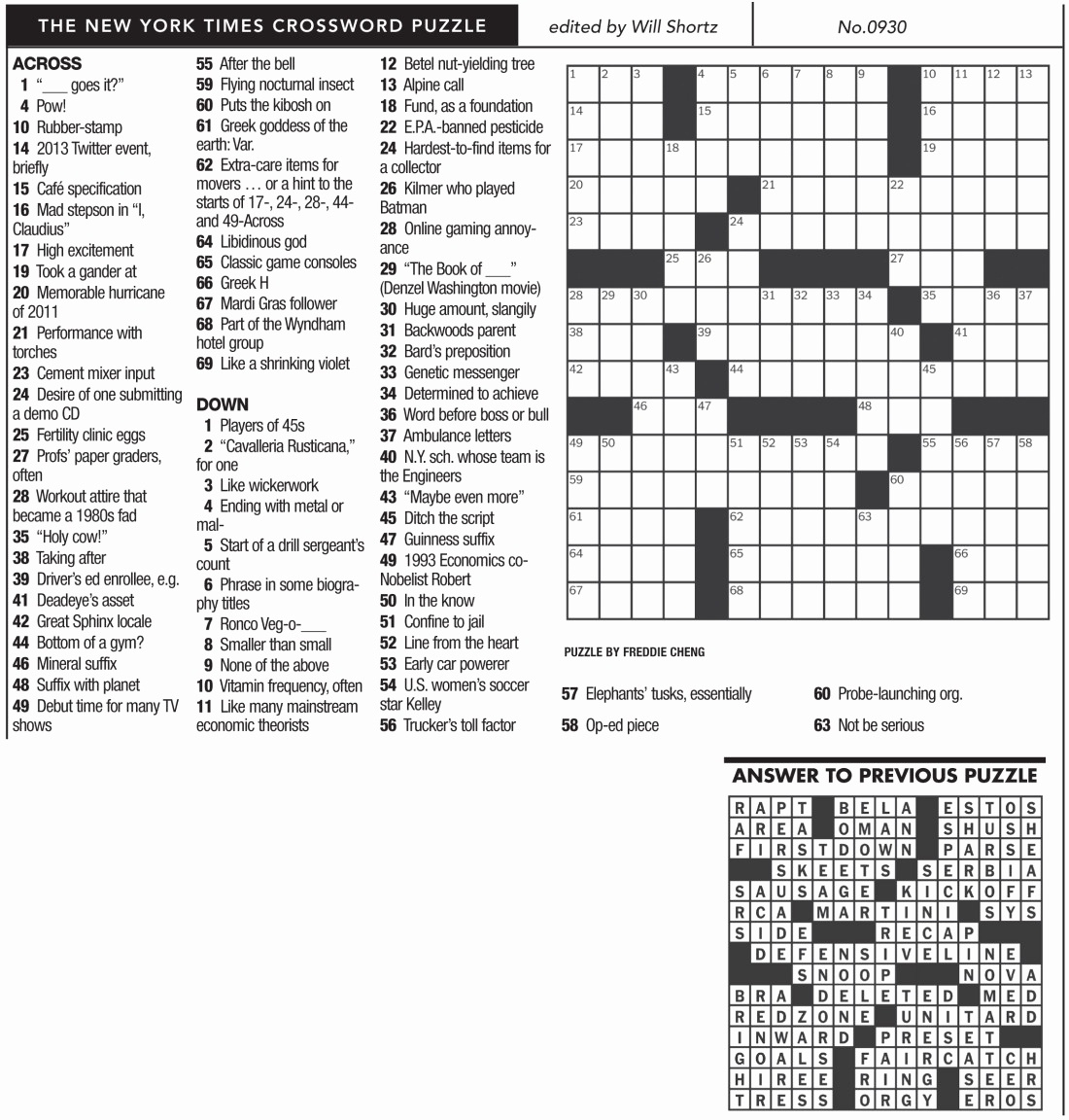 Free Printable NY Times Crossword Puzzles Daily Printables For 