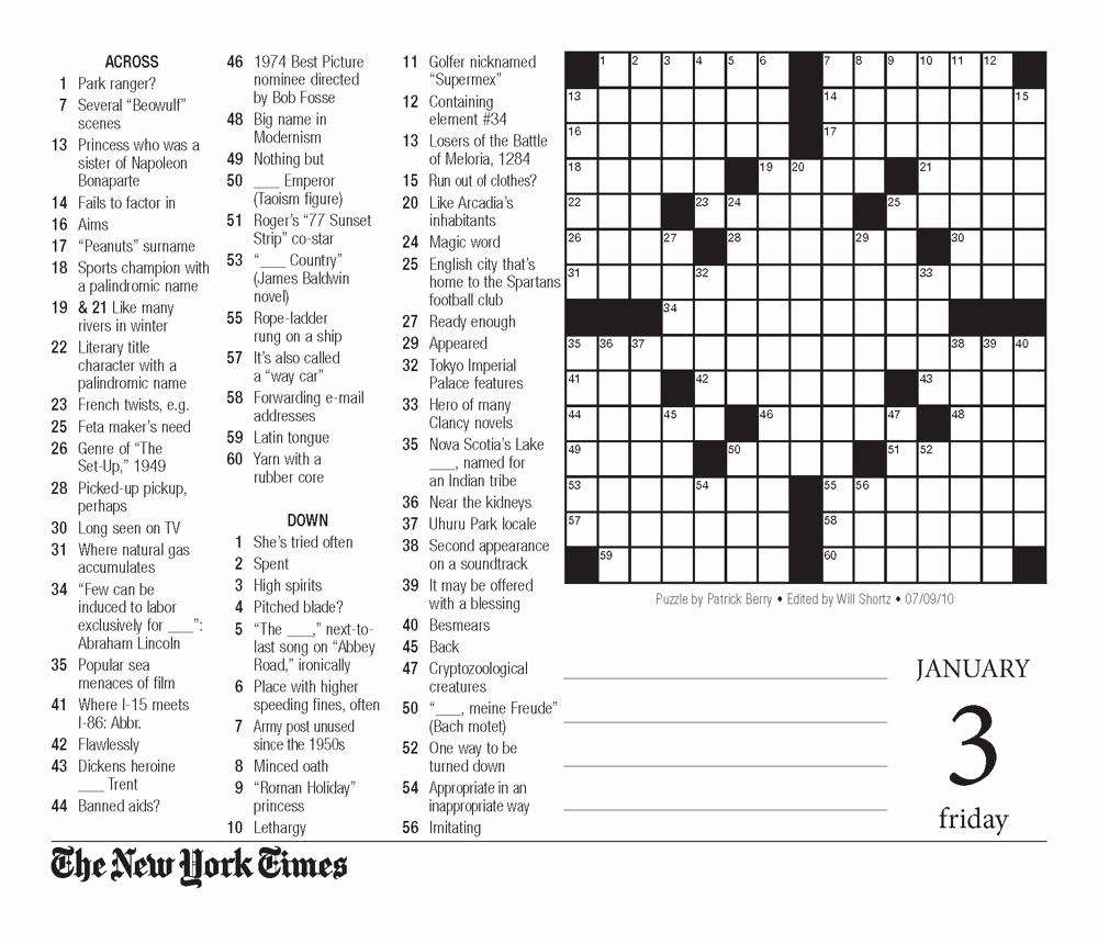 Free Printable NY Times Crossword Puzzles Daily Printables For 
