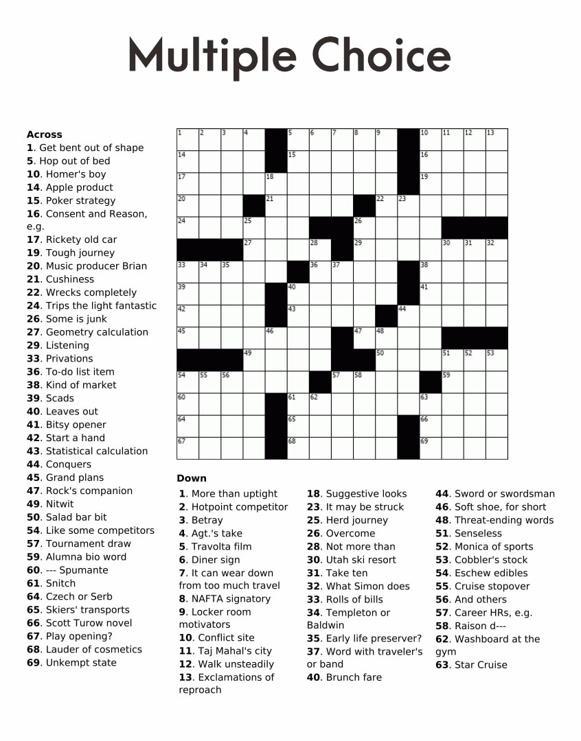 Fun Free Easy Printable Crossword Puzzles Easy Printables For 