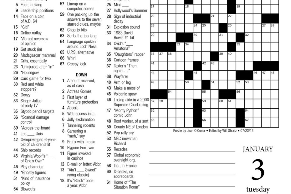 L A Times Crossword Puzzle Today Free Printable Crosswords