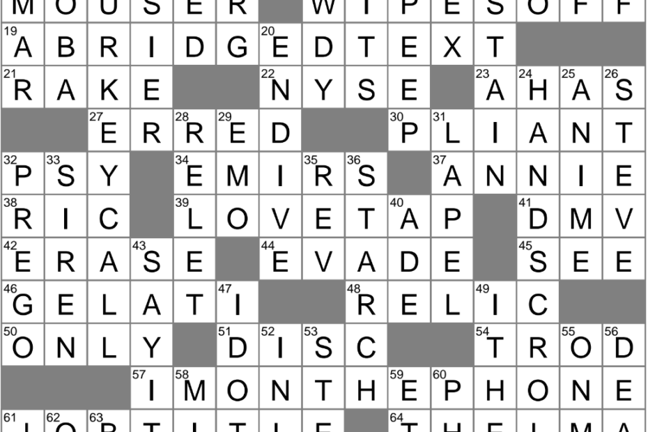 LAXCrossword Answers To The Los Angeles Times Crossword