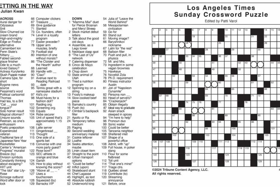 Los Angeles Times Crossword Puzzle For Today Printable Daily