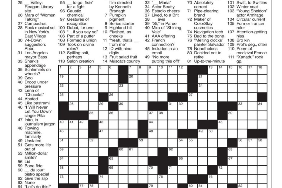 Los Angeles Times Sunday Crossword Printable Printable Crossword Puzzles