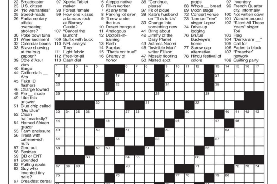 Los Angeles Times Sunday Crossword Puzzle Free Printable Crosswords
