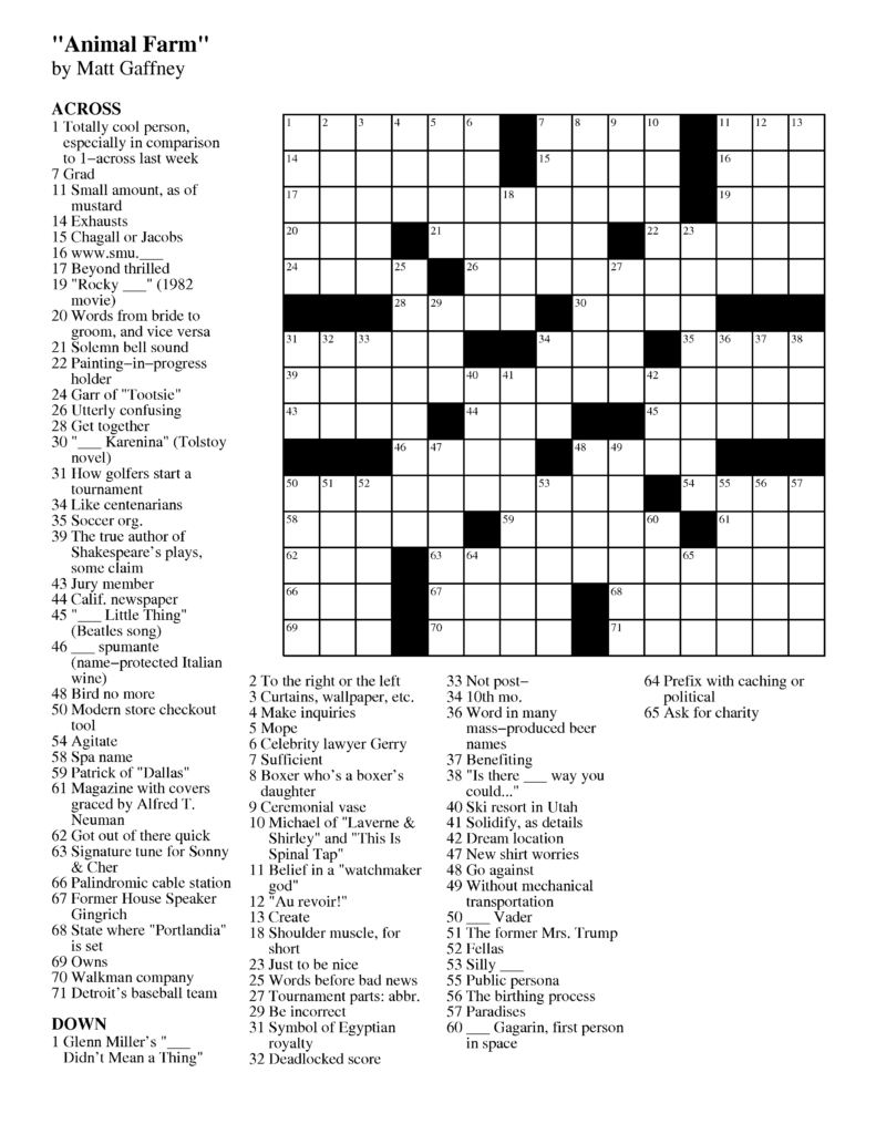 Merl Reagle Sunday Crossword Printable The Ultimate Brain Teaser 