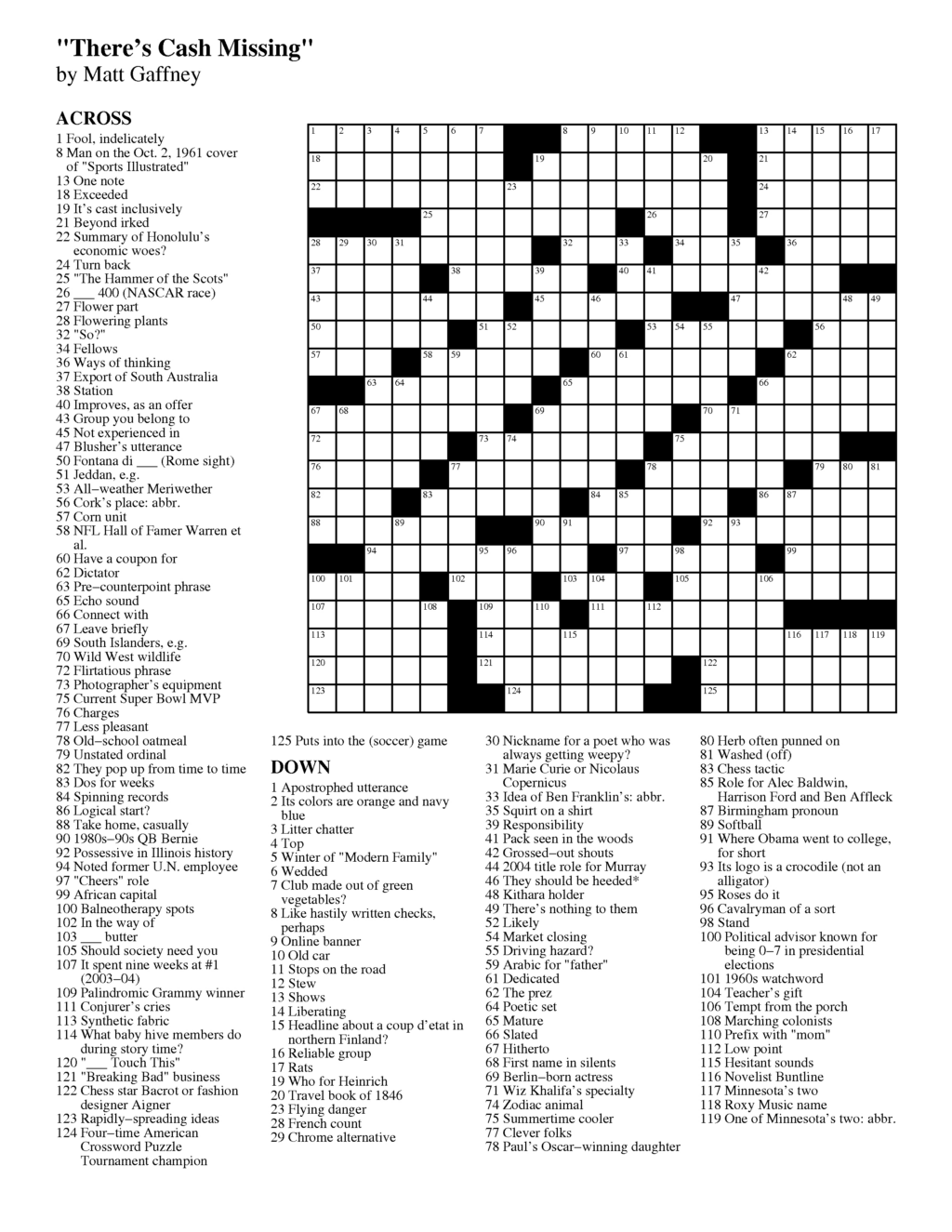 Merl Reagle Sunday Crossword Puzzle Free Printable Crossword