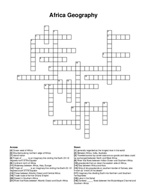 Middle East Crossword Puzzle