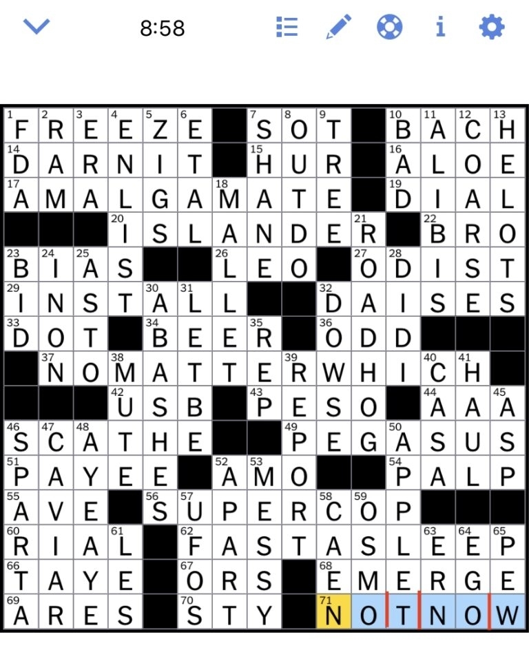 Ny Times Crosswords Seattle Times Free Daily Crossword