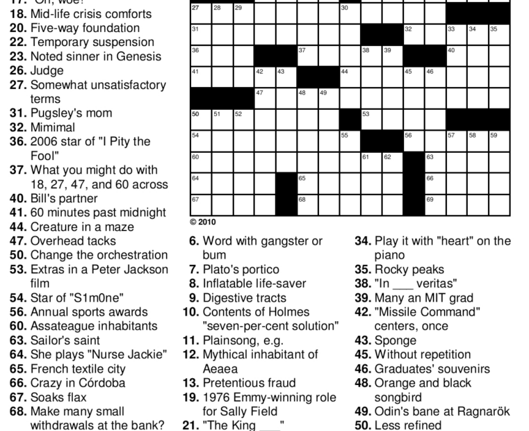 Pop Culture Crossword Puzzles Printable Printable Crossword Puzzles