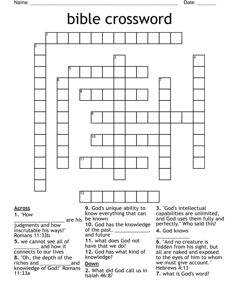 Printable Template Bible Crossword Puzzles Free Download And Print 