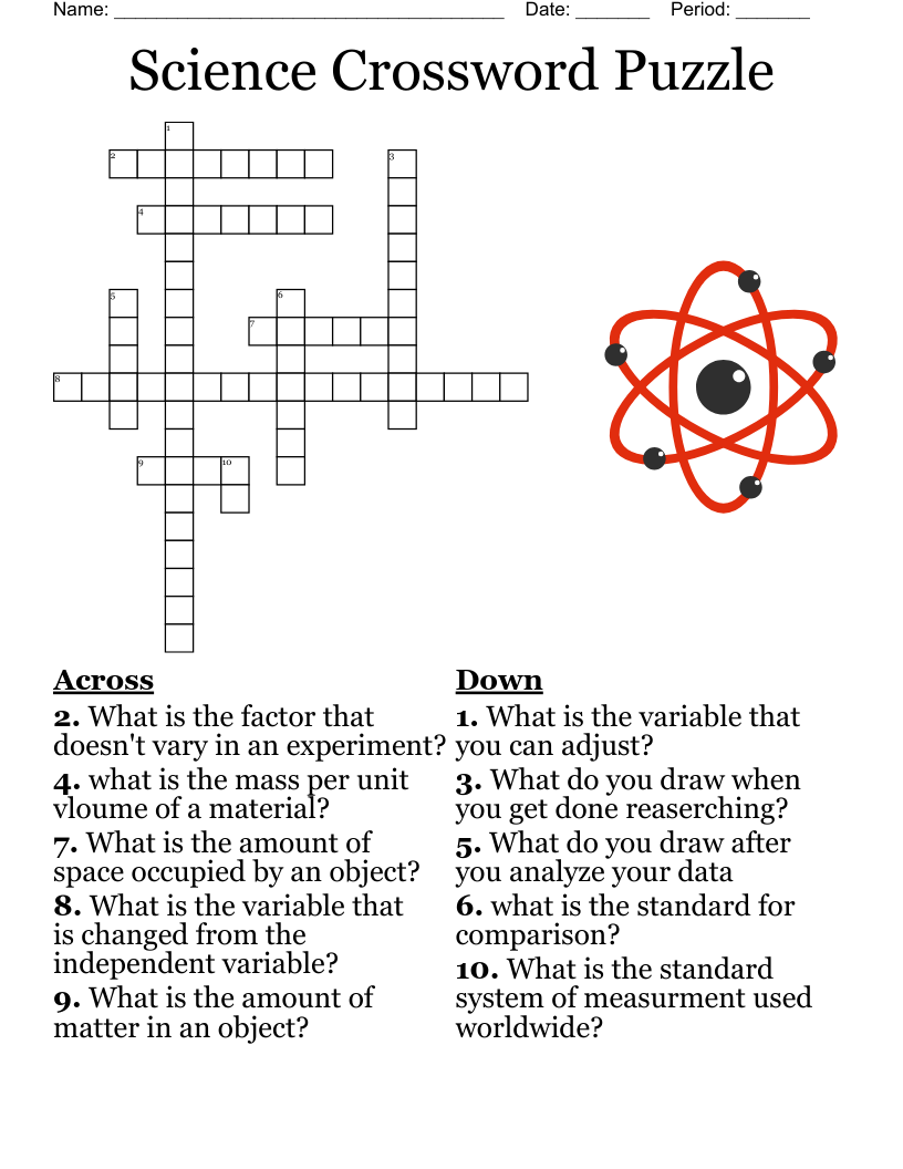 Science Crossword Puzzles Printable Mom Printable