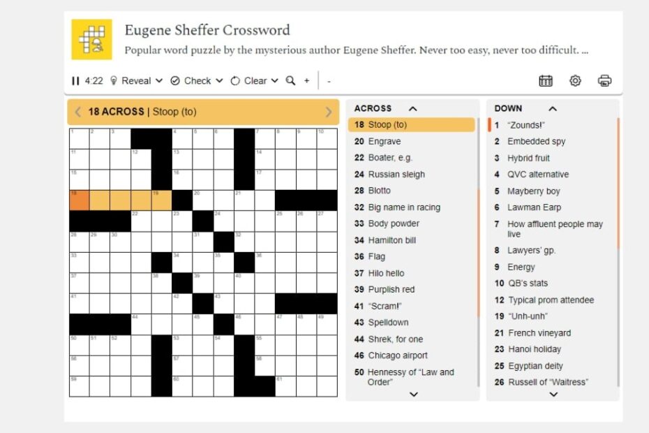 Sheffer Printable Crossword FREE Printable HQ