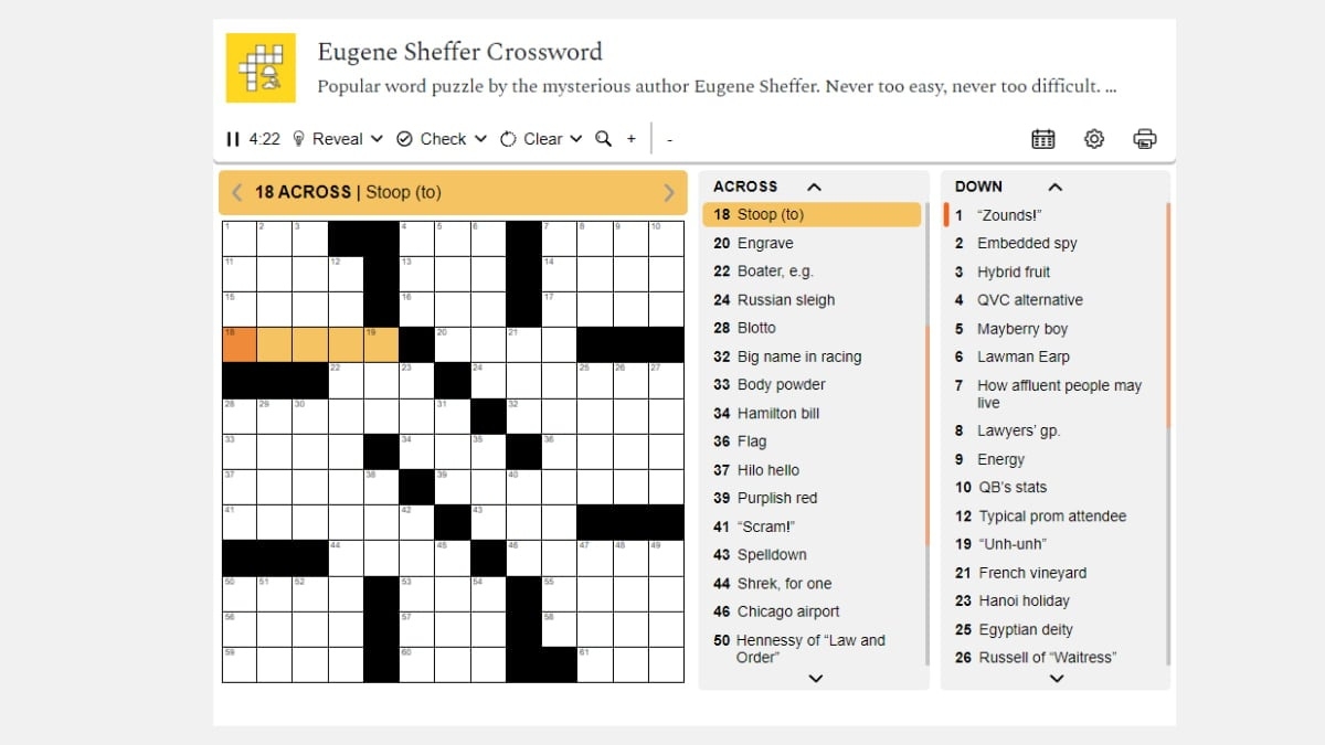 Sheffer Printable Crossword FREE Printable HQ
